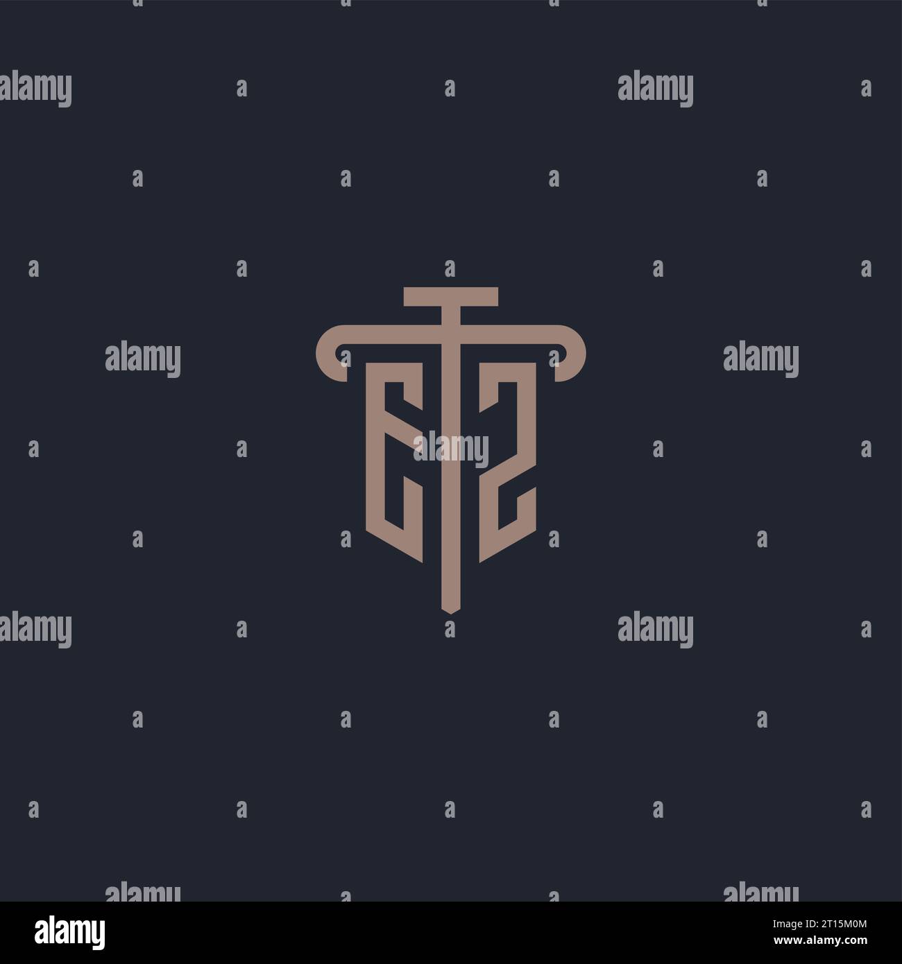 EZ initial logo monogram with pillar icon design vector Stock Vector