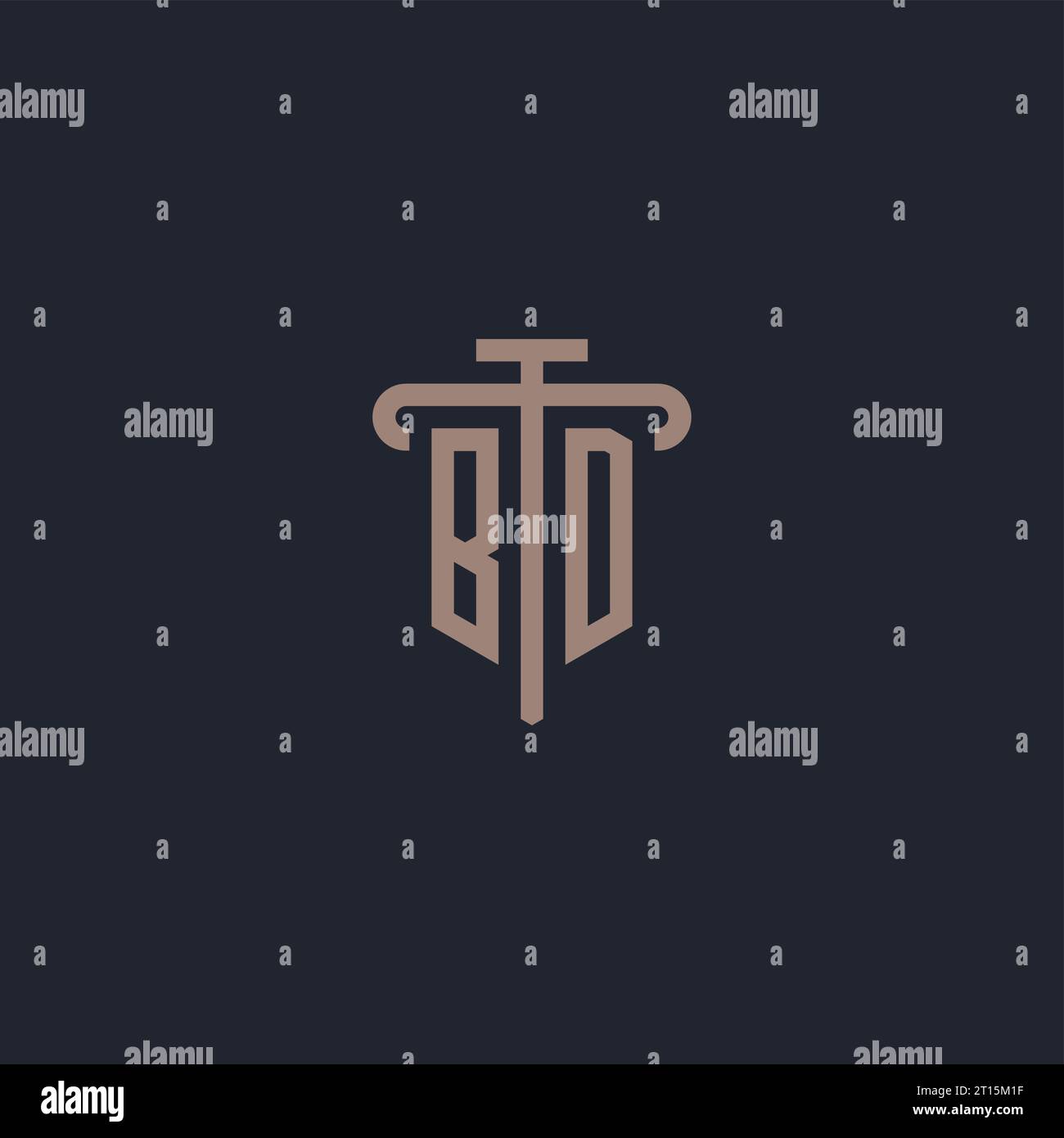 BD initial logo monogram with pillar icon design vector Stock Vector