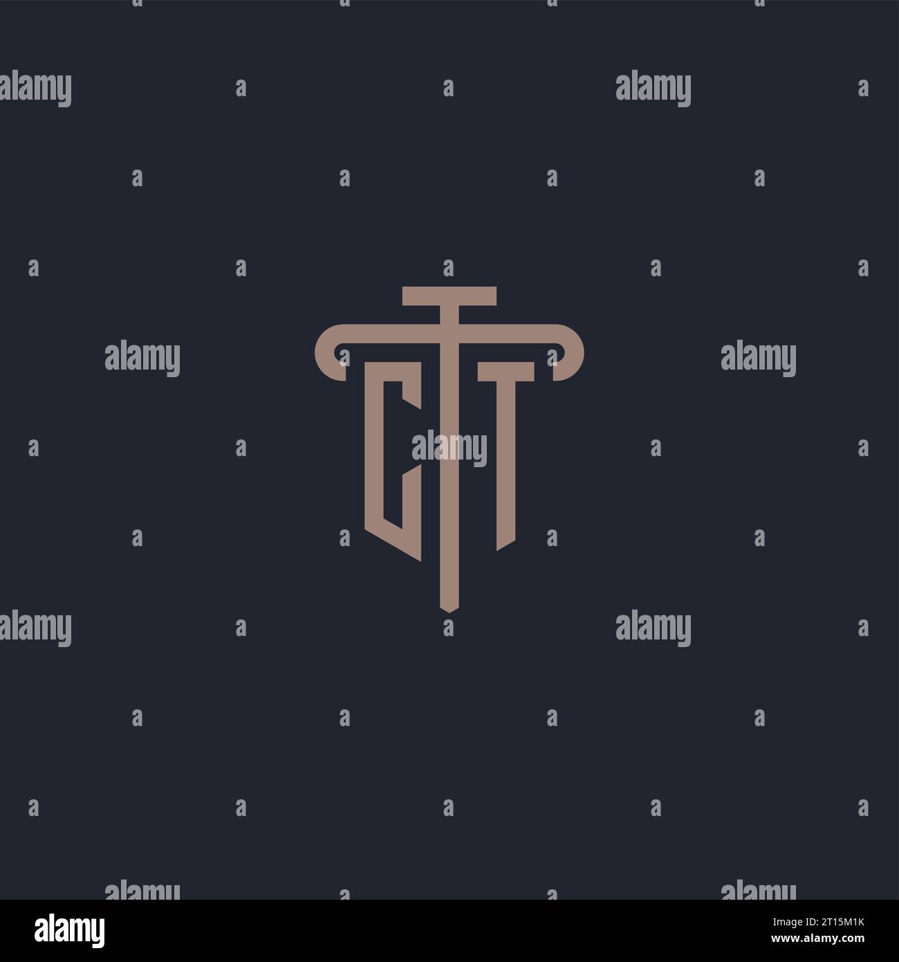 CT initial logo monogram with pillar icon design vector Stock Vector