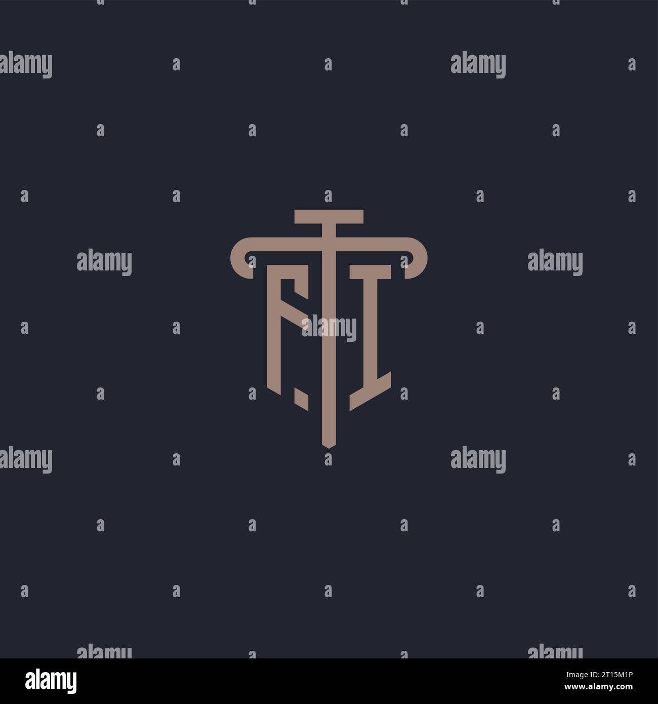 FI initial logo monogram with pillar icon design vector Stock Vector