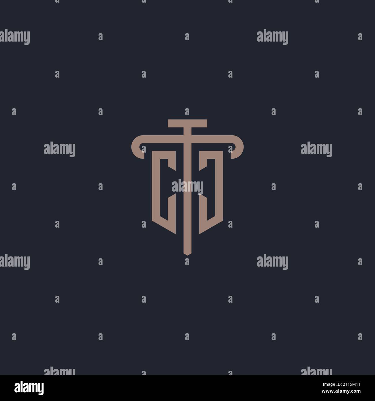CJ initial logo monogram with pillar icon design vector Stock Vector