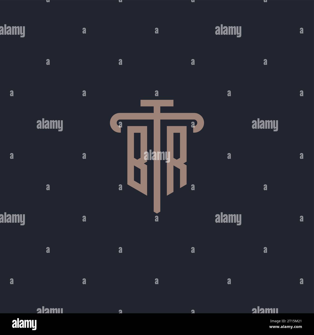 BR initial logo monogram with pillar icon design vector Stock Vector