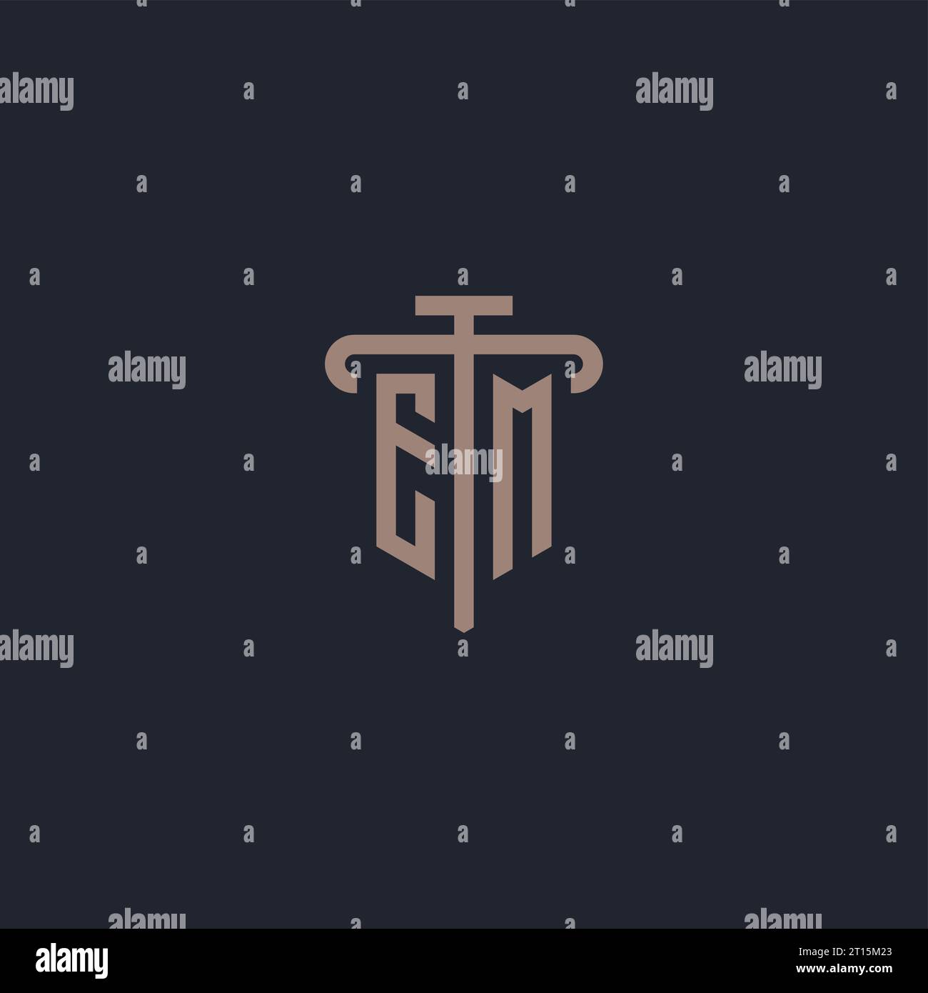 EM initial logo monogram with pillar icon design vector Stock Vector