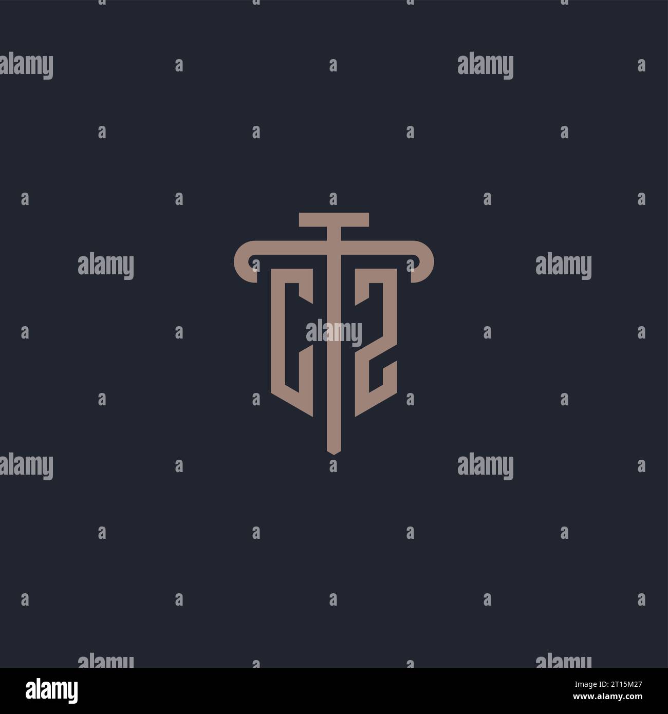 CZ initial logo monogram with pillar icon design vector Stock Vector
