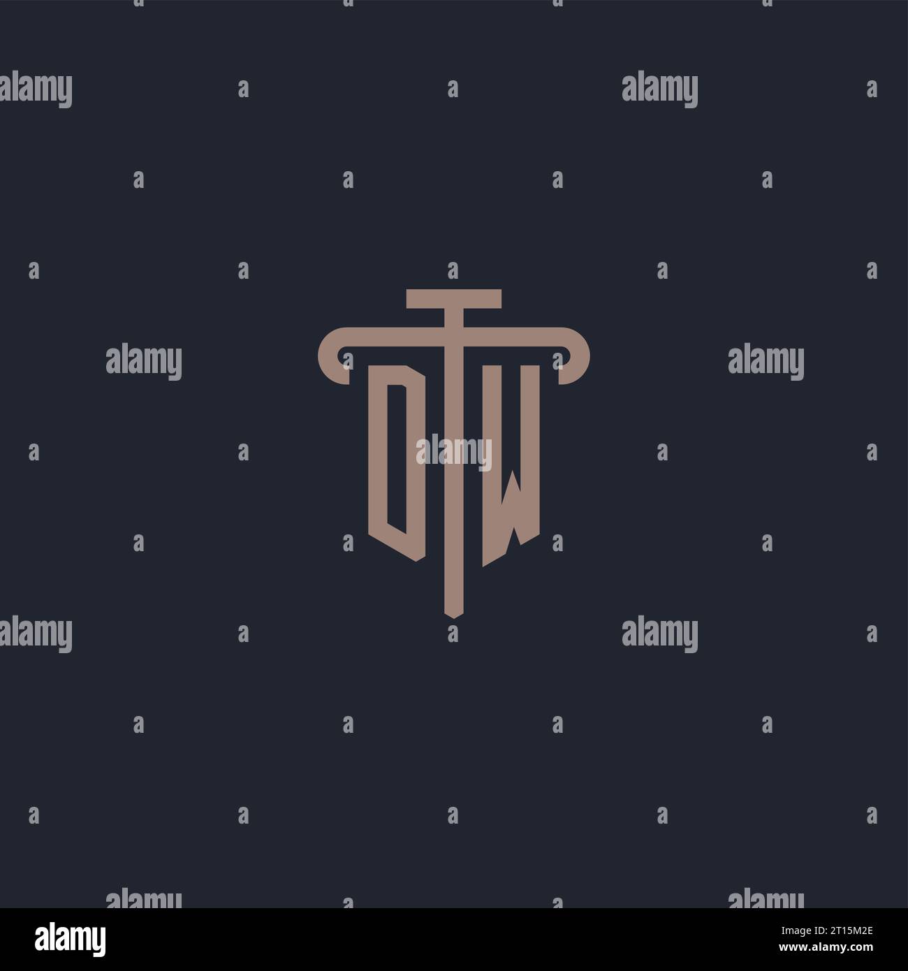 DW initial logo monogram with pillar icon design vector Stock Vector