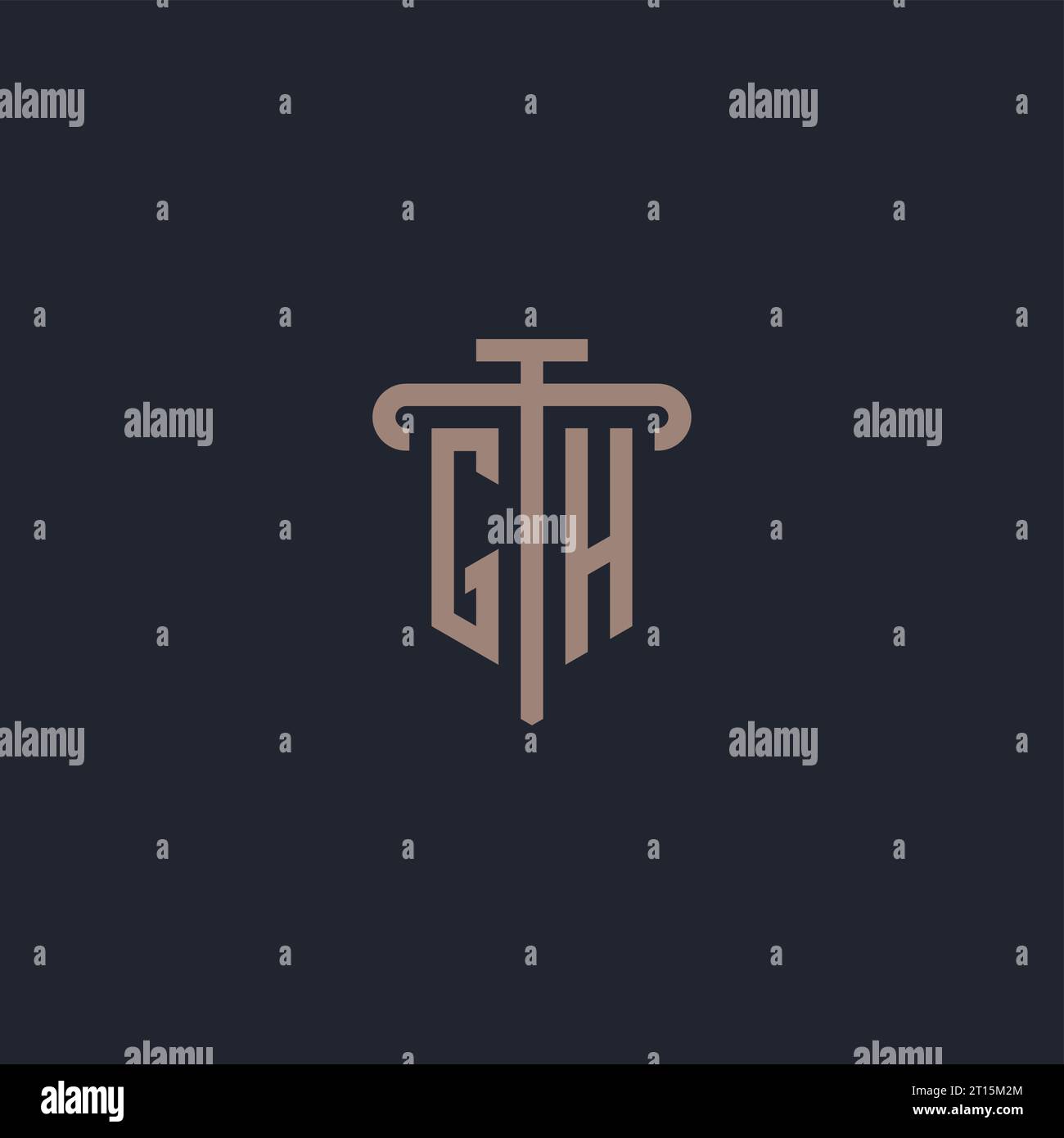 GH initial logo monogram with pillar icon design vector Stock Vector