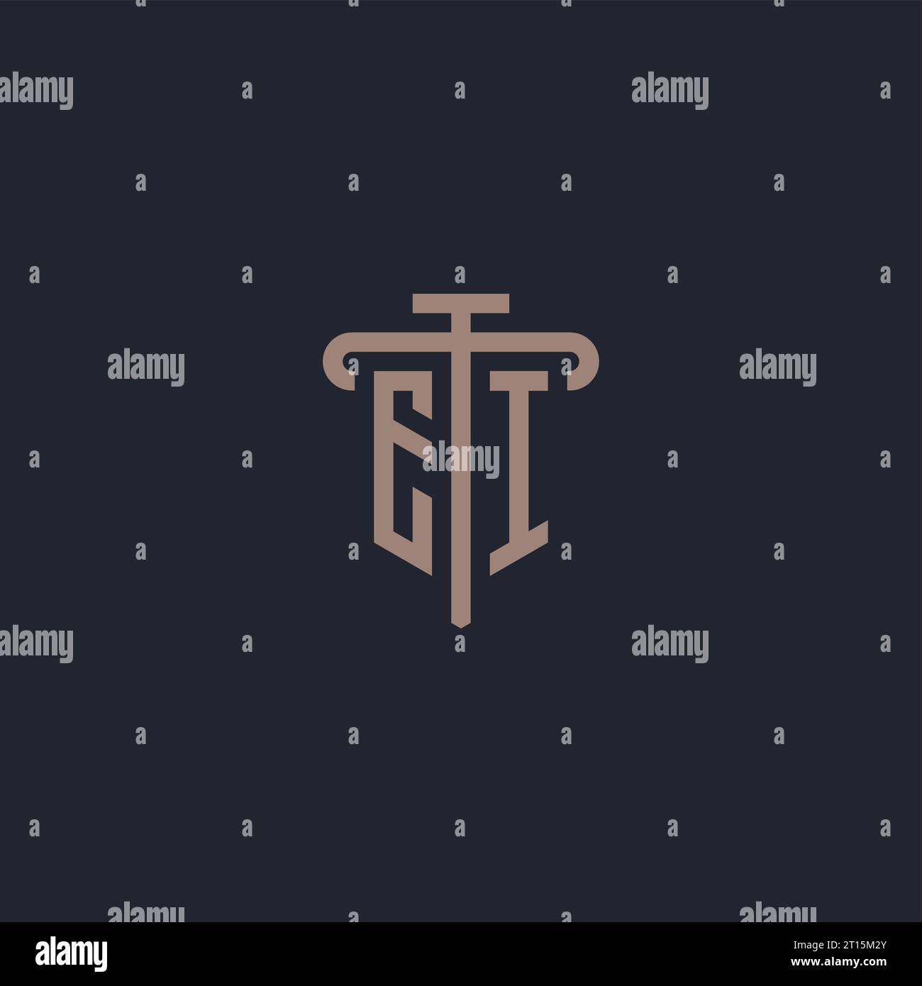 EI initial logo monogram with pillar icon design vector Stock Vector