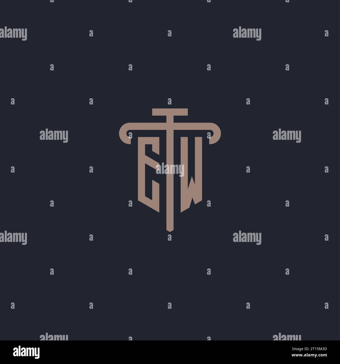 EW initial logo monogram with pillar icon design vector Stock Vector
