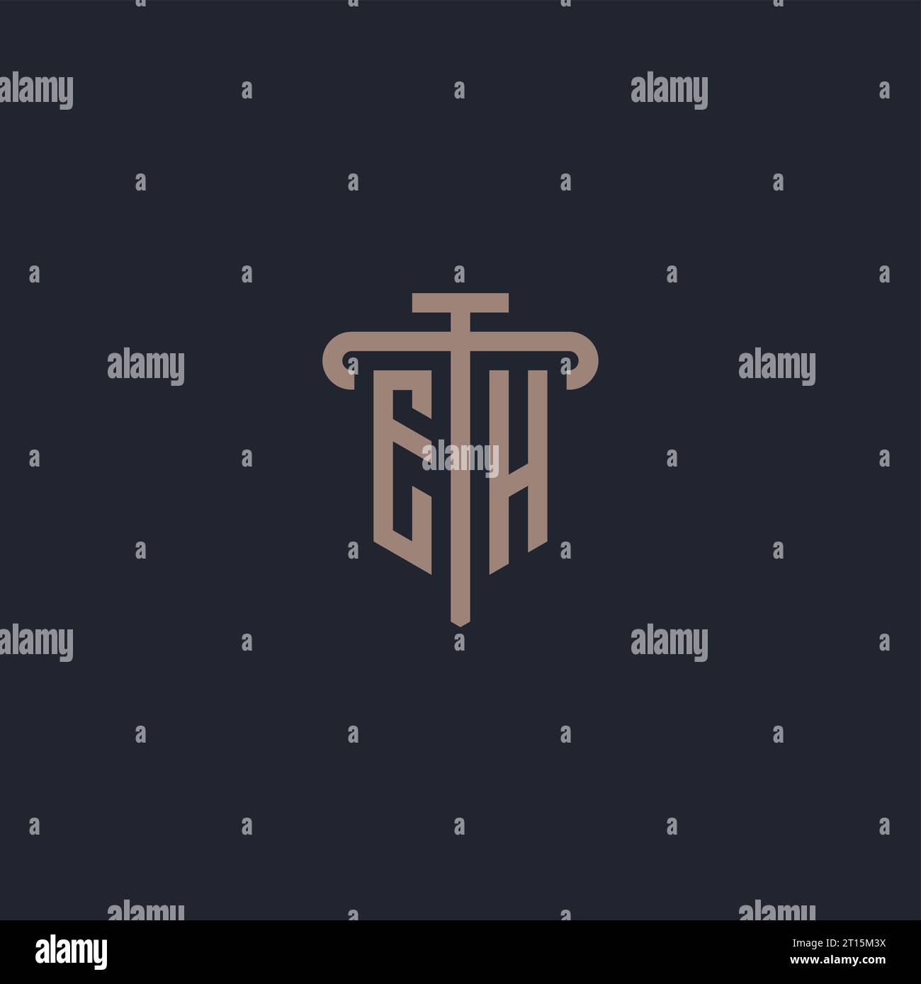EH initial logo monogram with pillar icon design vector Stock Vector
