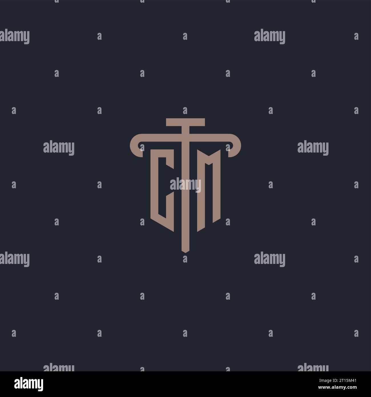 CM initial logo monogram with pillar icon design vector Stock Vector
