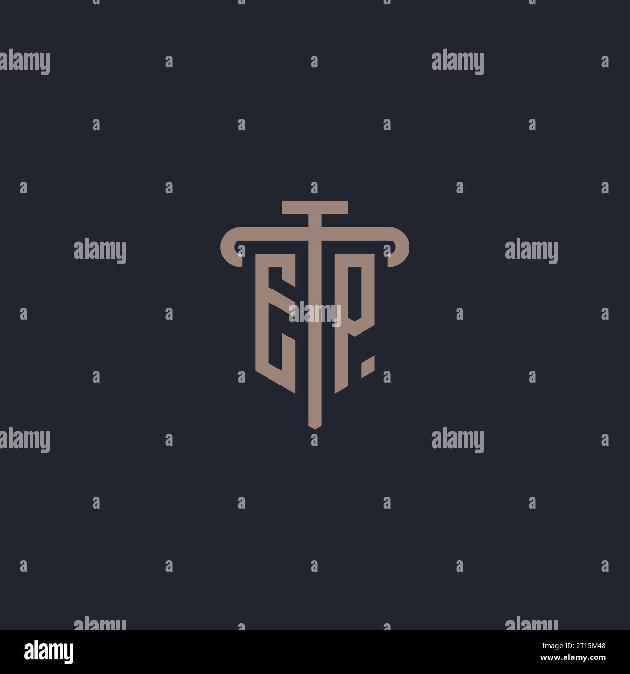 EP initial logo monogram with pillar icon design vector Stock Vector