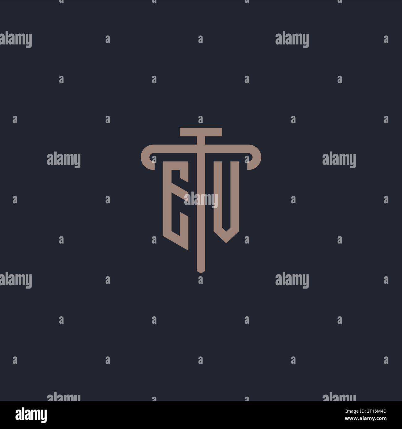 EV initial logo monogram with pillar icon design vector Stock Vector