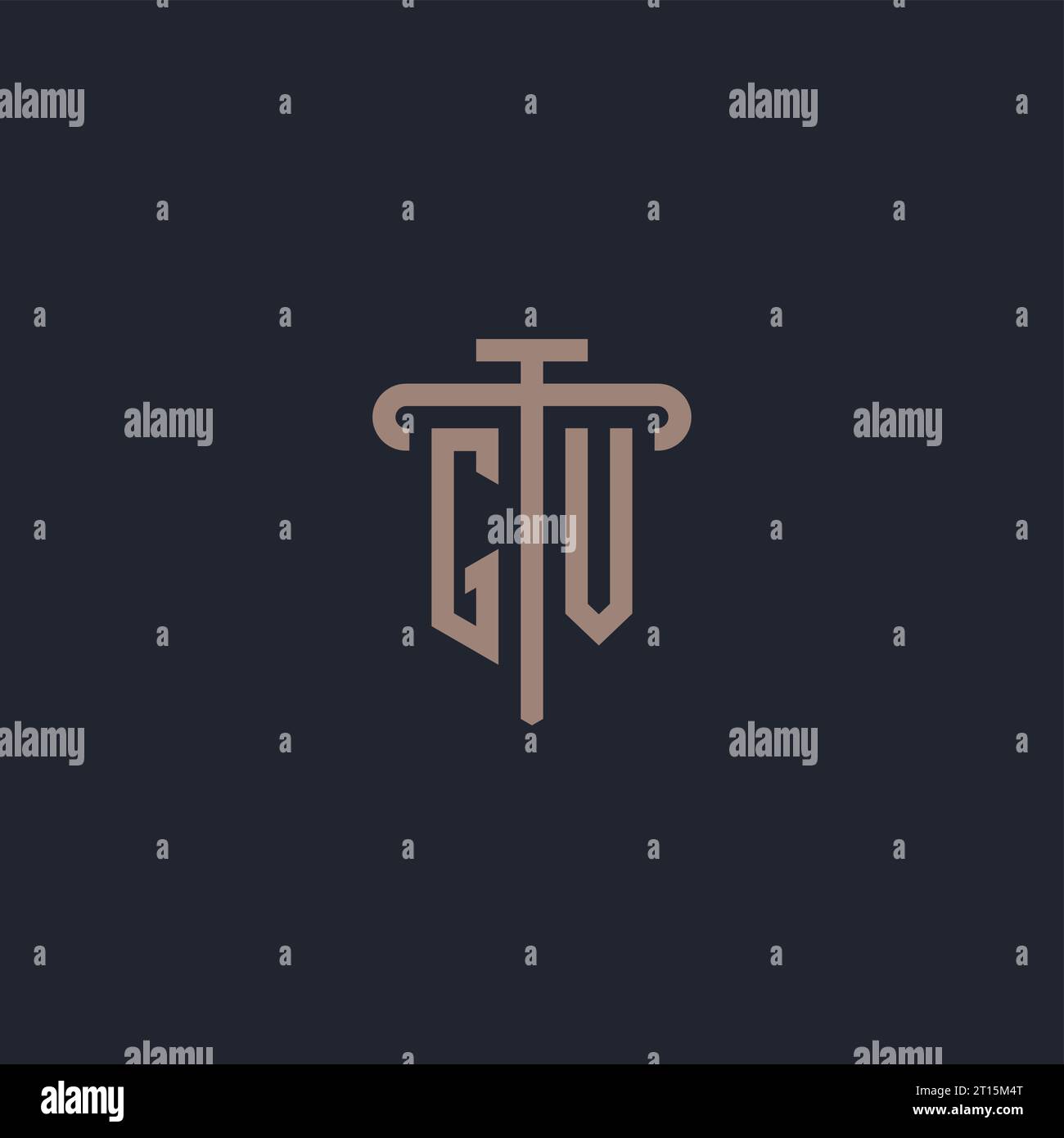 GV initial logo monogram with pillar icon design vector Stock Vector