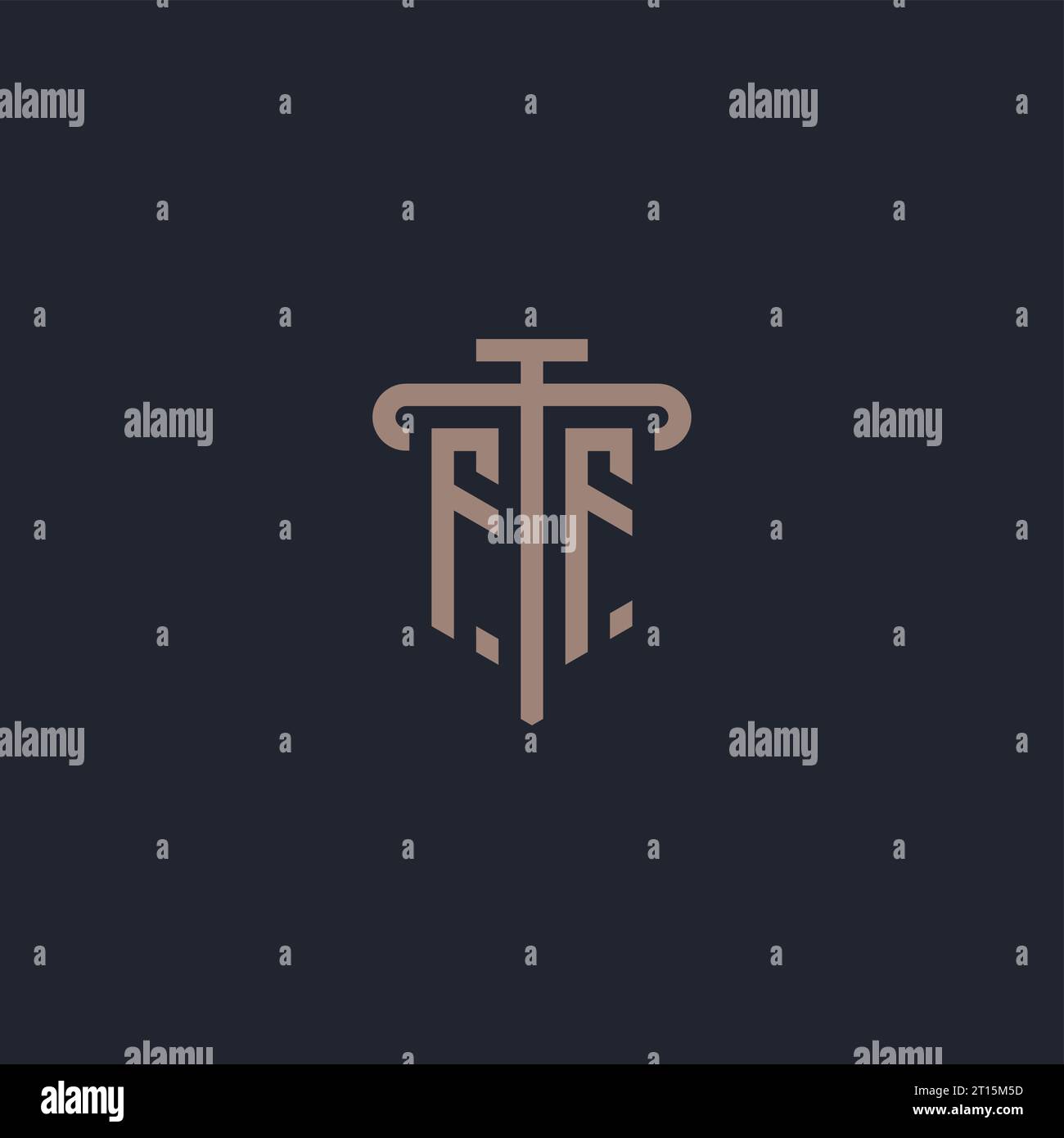 FF initial logo monogram with pillar icon design vector Stock Vector