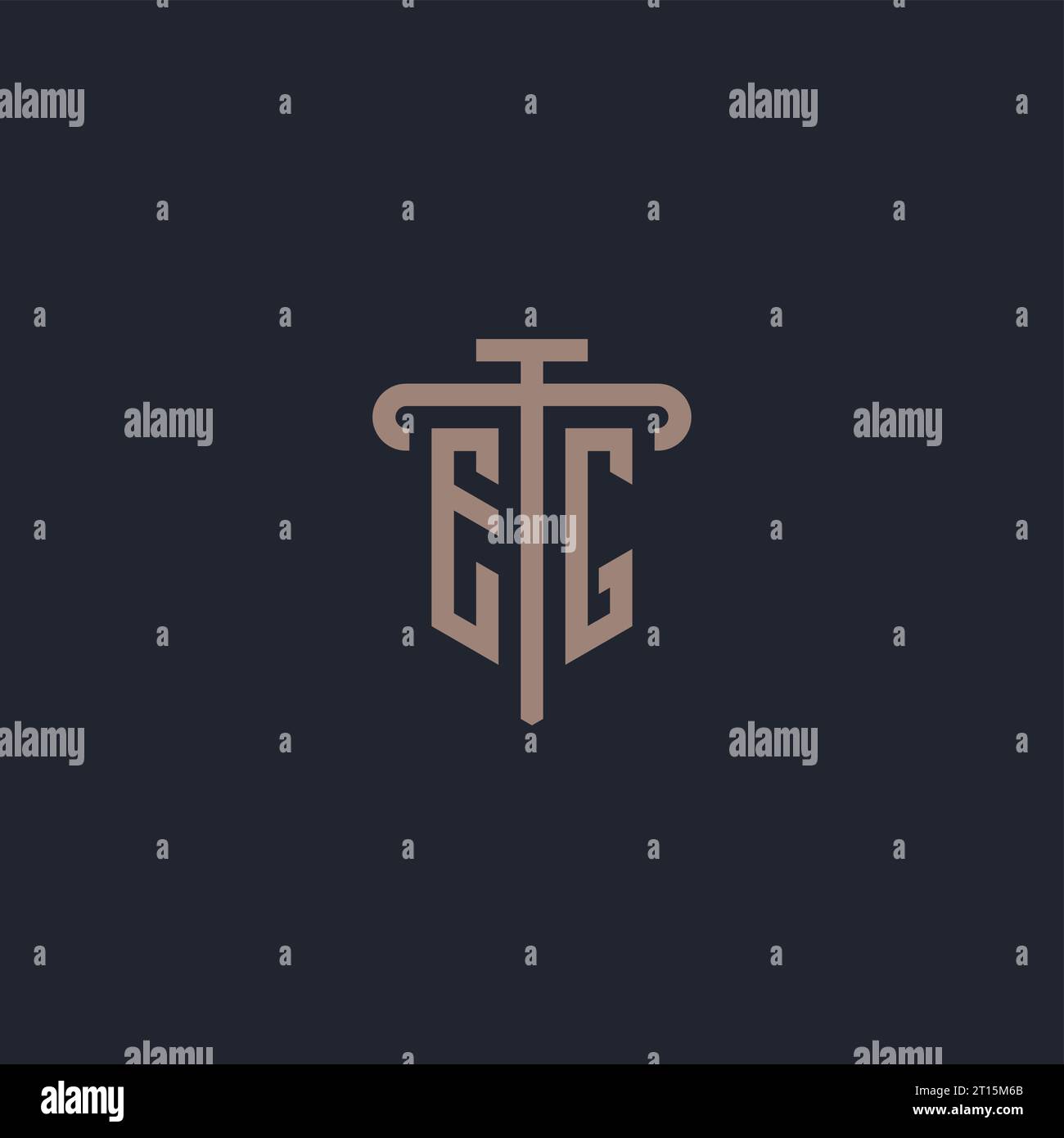 EG initial logo monogram with pillar icon design vector Stock Vector