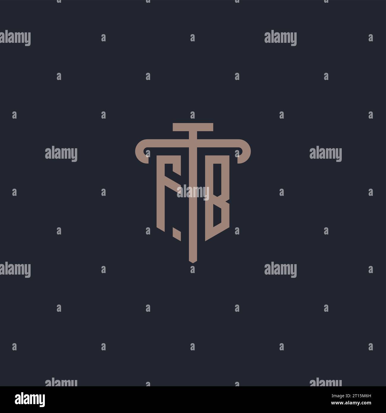 FB initial logo monogram with pillar icon design vector Stock Vector
