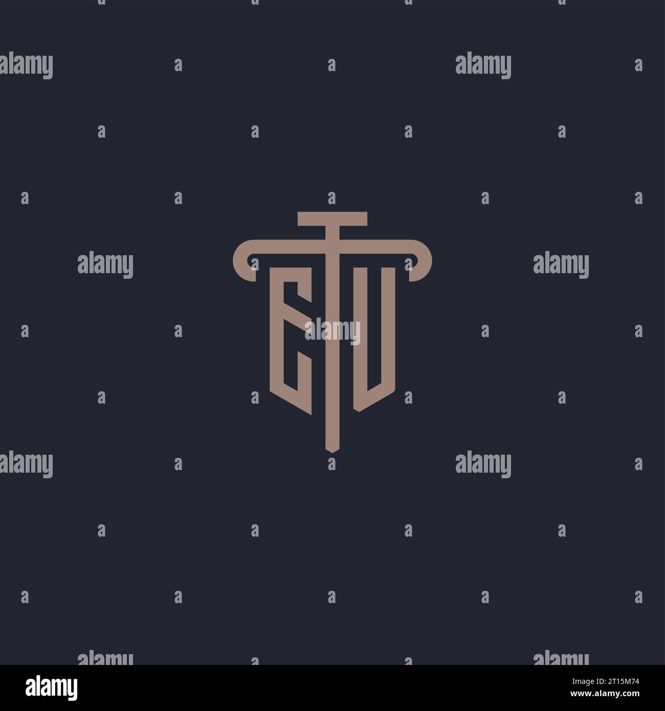 EU initial logo monogram with pillar icon design vector Stock Vector
