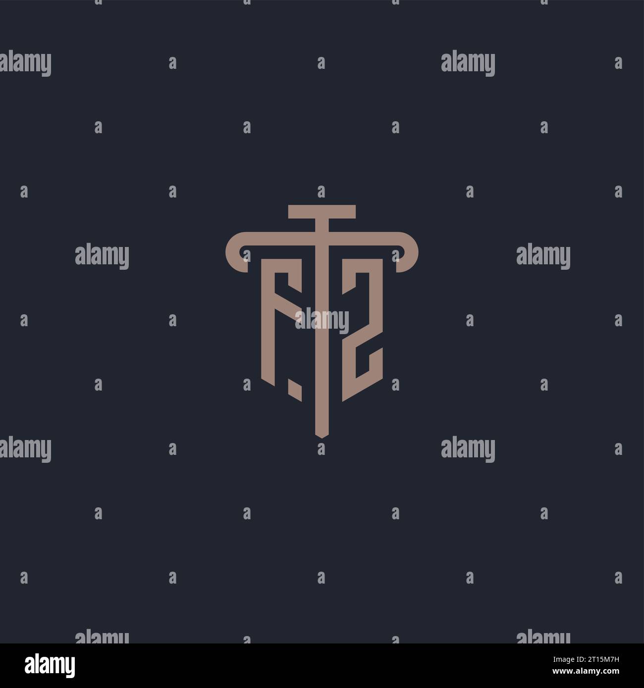 FZ initial logo monogram with pillar icon design vector Stock Vector