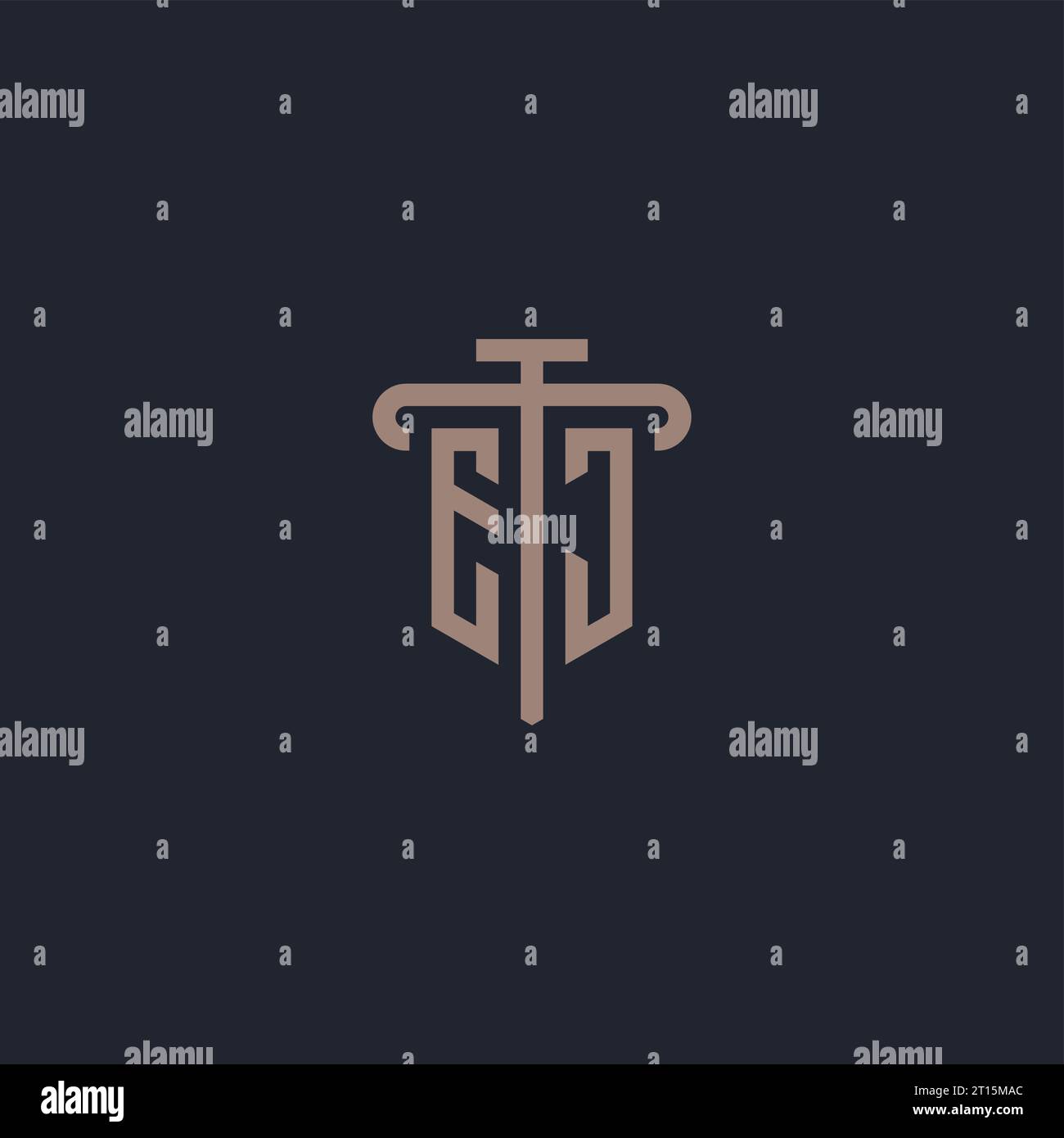 EJ initial logo monogram with pillar icon design vector Stock Vector