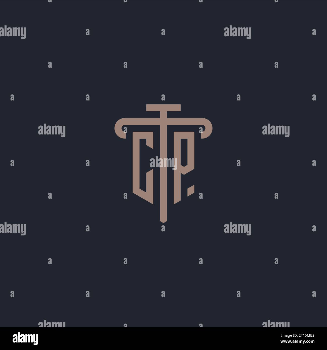 CP initial logo monogram with pillar icon design vector Stock Vector