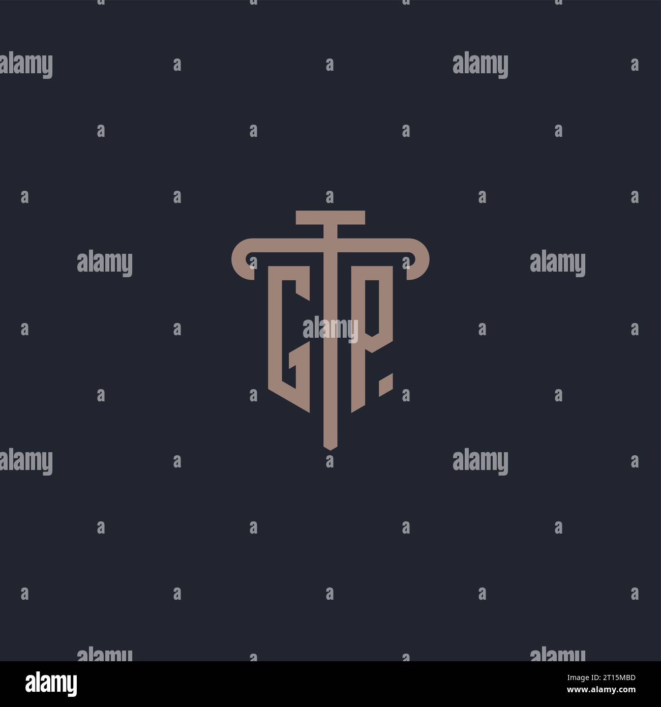 GP initial logo monogram with pillar icon design vector Stock Vector