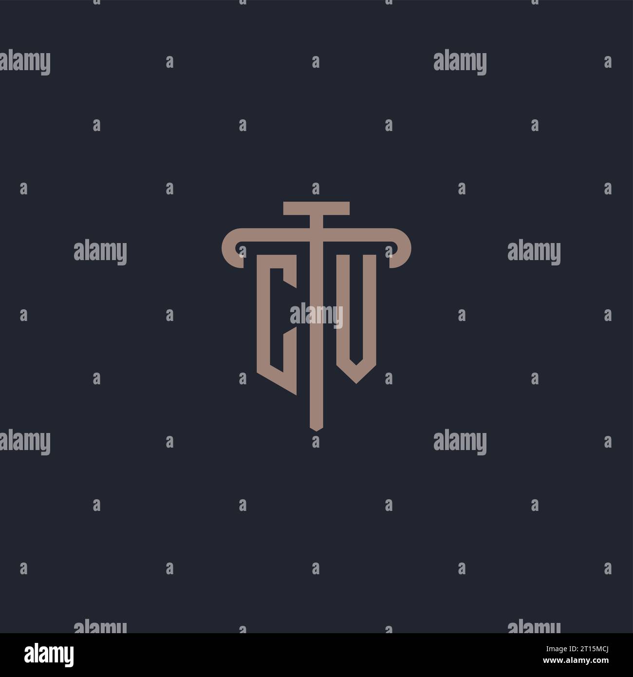 CV initial logo monogram with pillar icon design vector Stock Vector