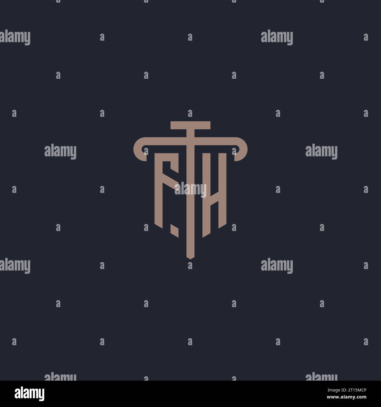 FH initial logo monogram with pillar icon design vector Stock Vector