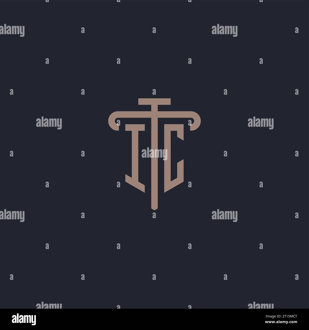 IC initial logo monogram with pillar icon design vector Stock Vector