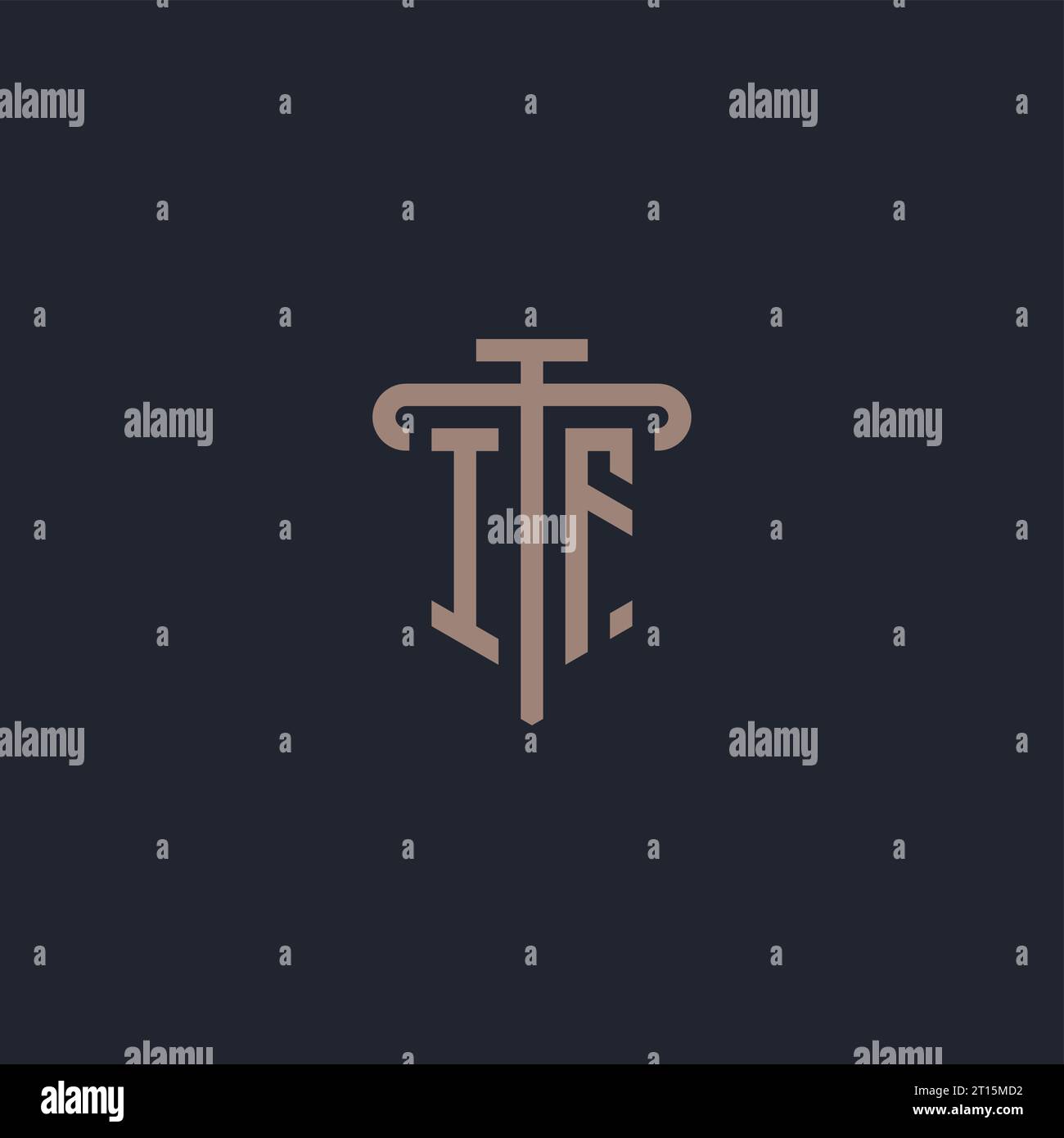 IF initial logo monogram with pillar icon design vector Stock Vector