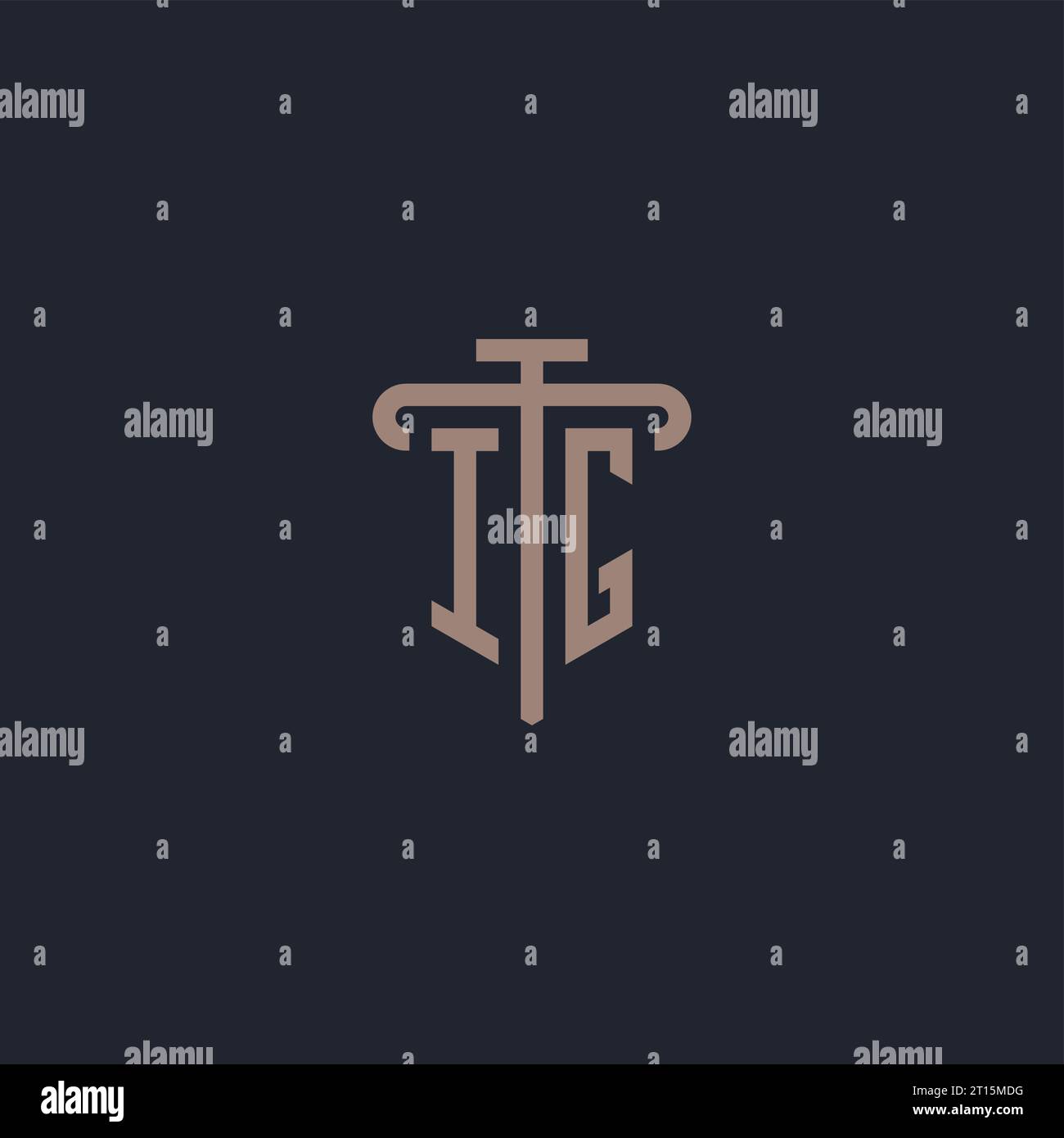 IG initial logo monogram with pillar icon design vector Stock Vector