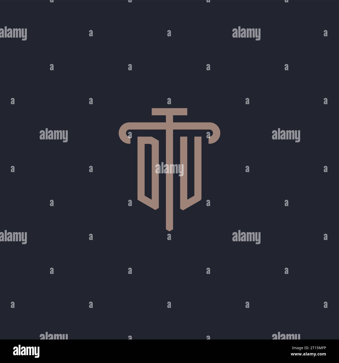 DU initial logo monogram with pillar icon design vector Stock Vector