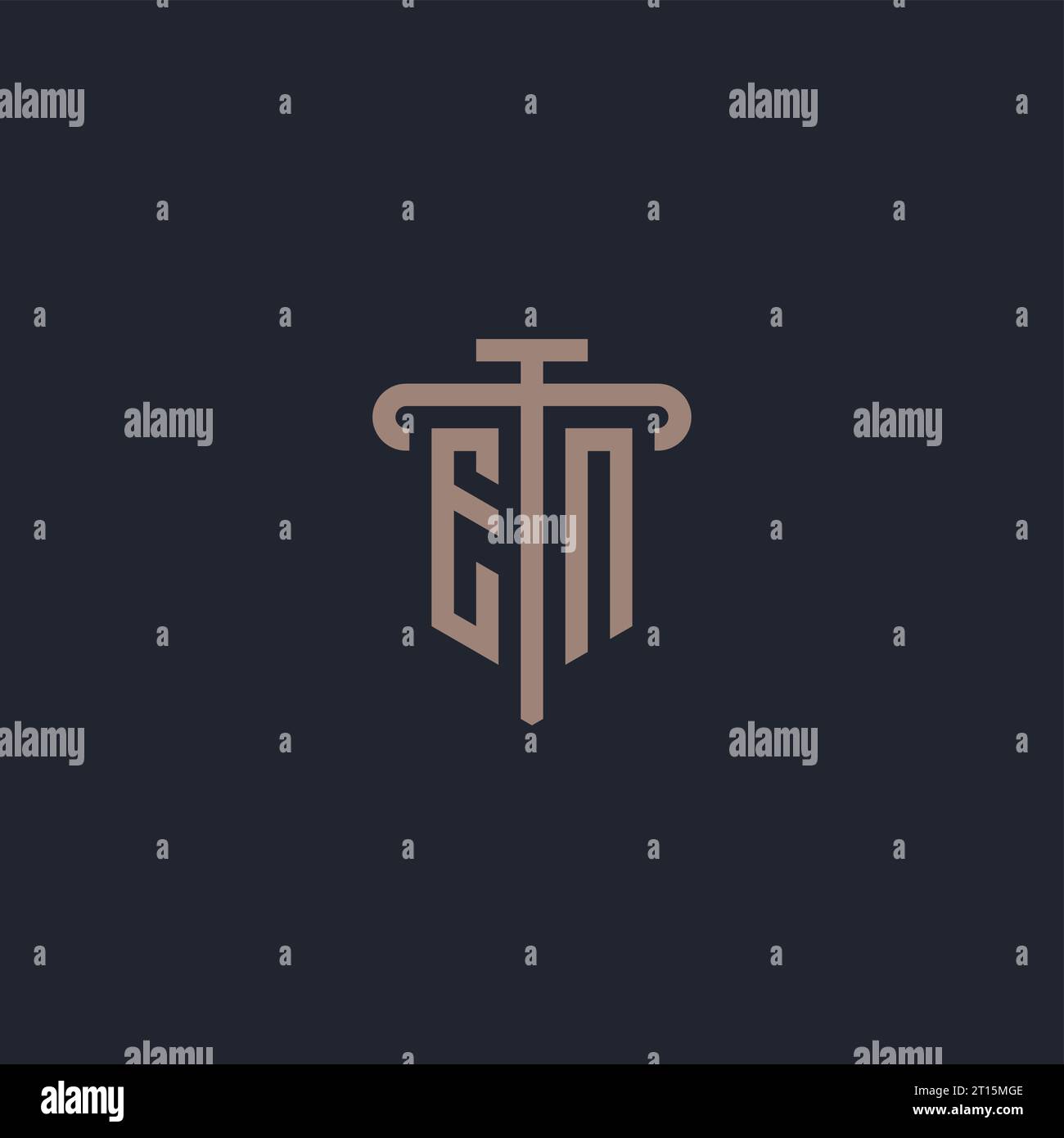 EN initial logo monogram with pillar icon design vector Stock Vector