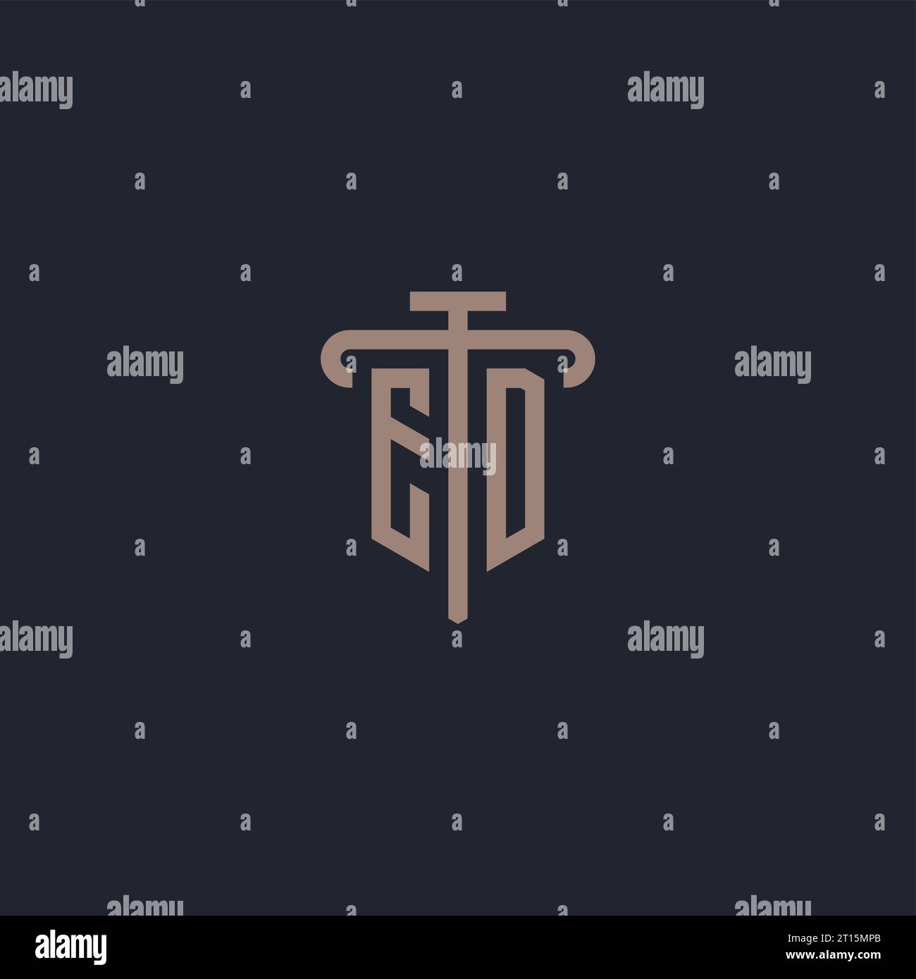 ED initial logo monogram with pillar icon design vector Stock Vector