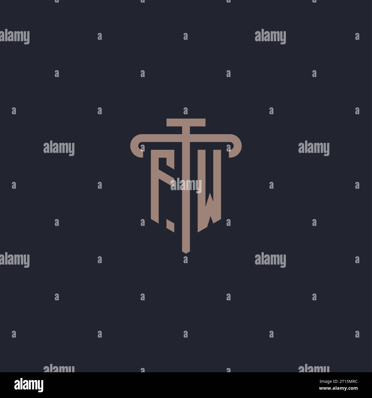 FW initial logo monogram with pillar icon design vector Stock Vector