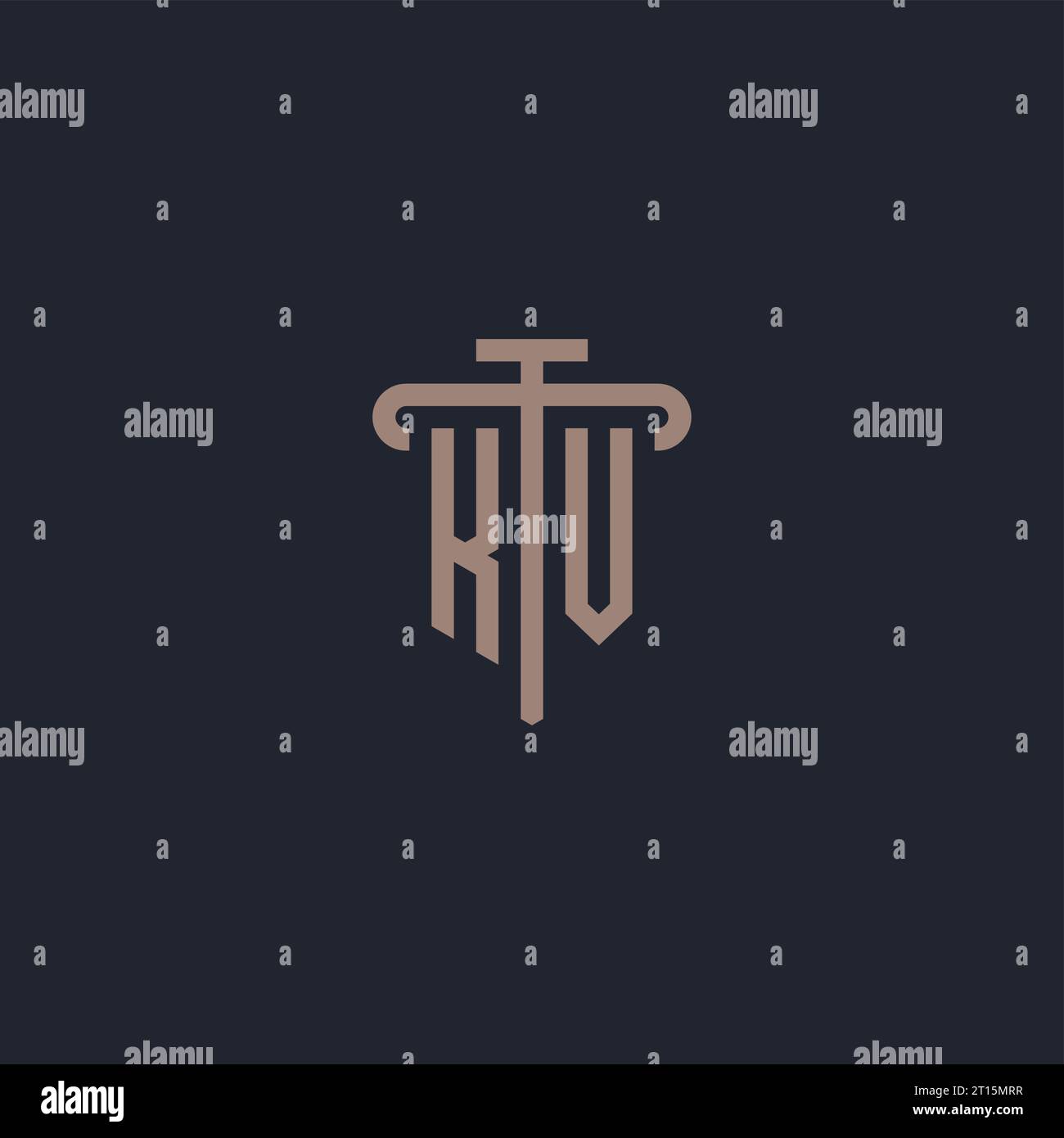 KV initial logo monogram with pillar icon design vector Stock Vector