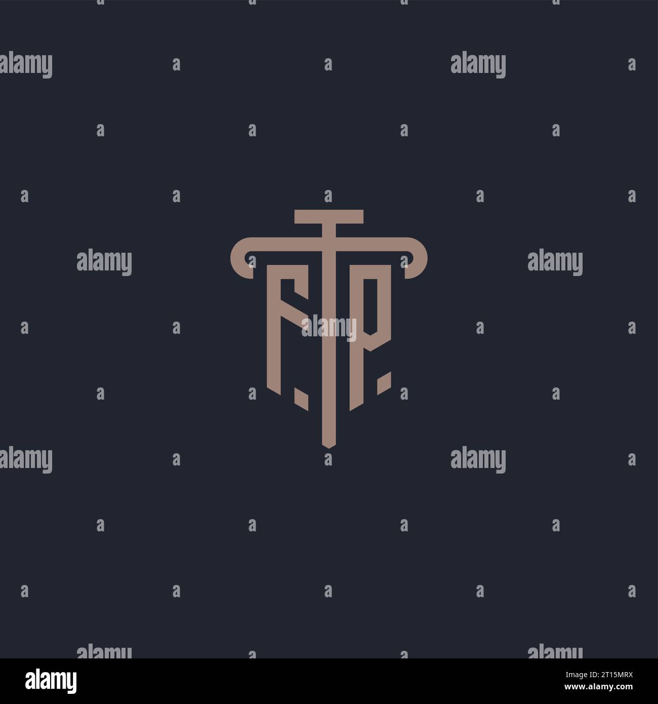 FP initial logo monogram with pillar icon design vector Stock Vector