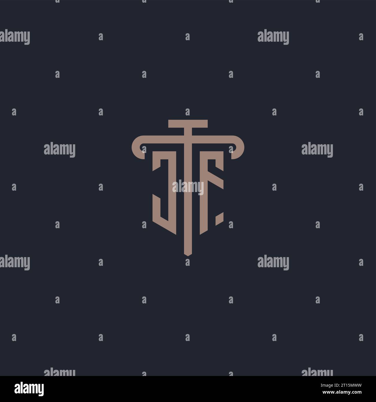 JF initial logo monogram with pillar icon design vector Stock Vector