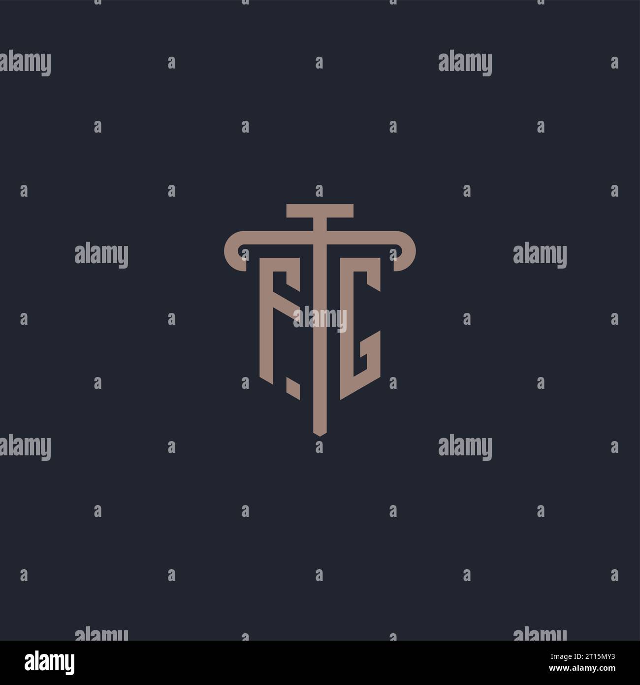 FG initial logo monogram with pillar icon design vector Stock Vector