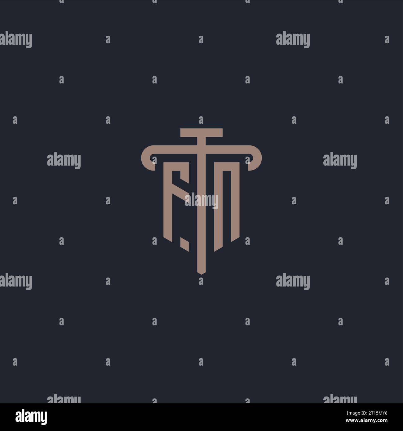 FN initial logo monogram with pillar icon design vector Stock Vector