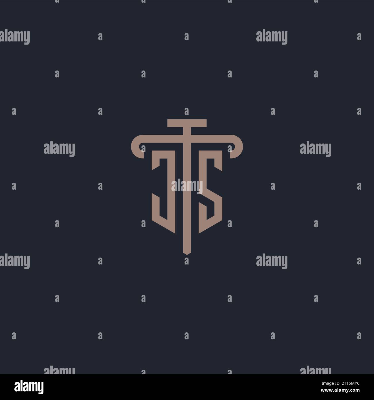 JS initial logo monogram with pillar icon design vector Stock Vector