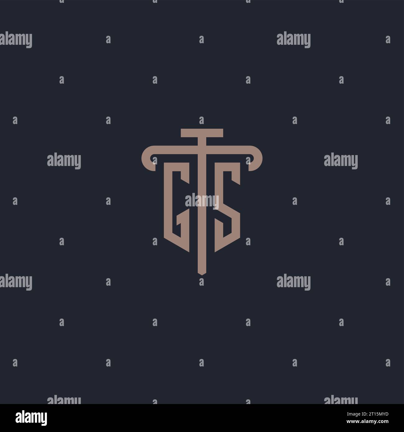 GS initial logo monogram with pillar icon design vector Stock Vector