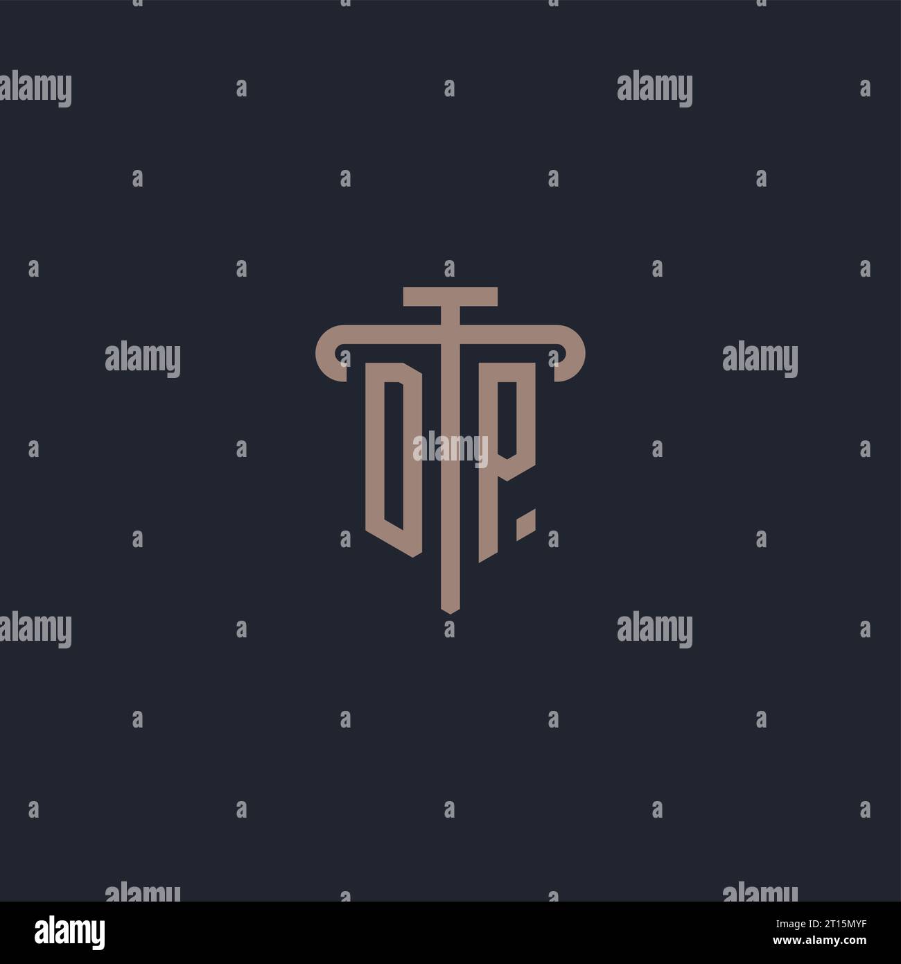 DP initial logo monogram with pillar icon design vector Stock Vector