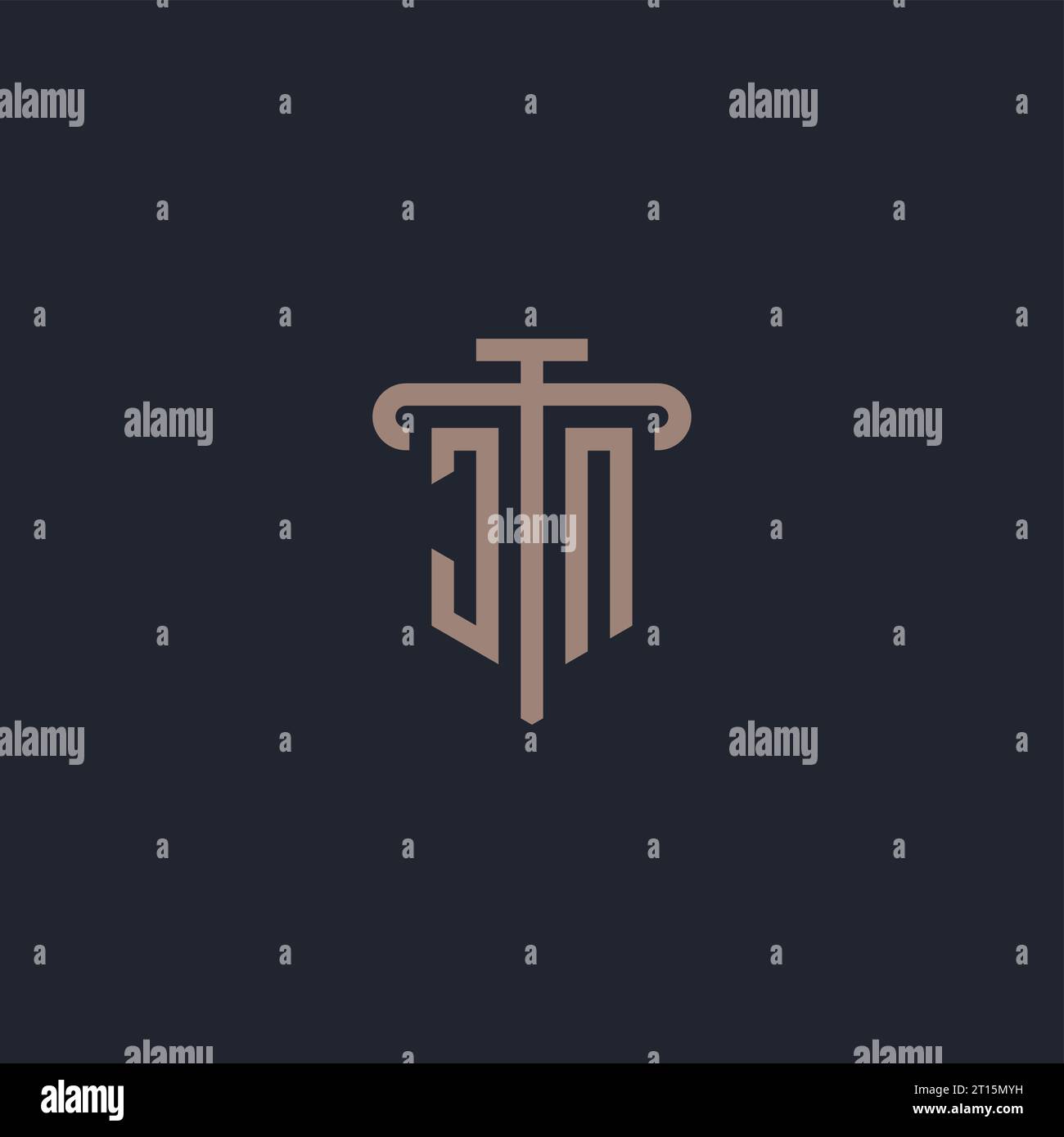 JN initial logo monogram with pillar icon design vector Stock Vector