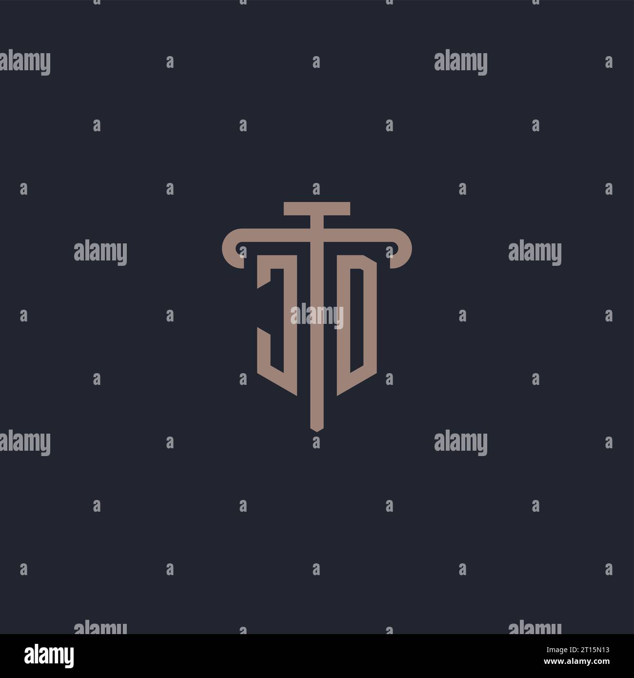 JD initial logo monogram with pillar icon design vector Stock Vector