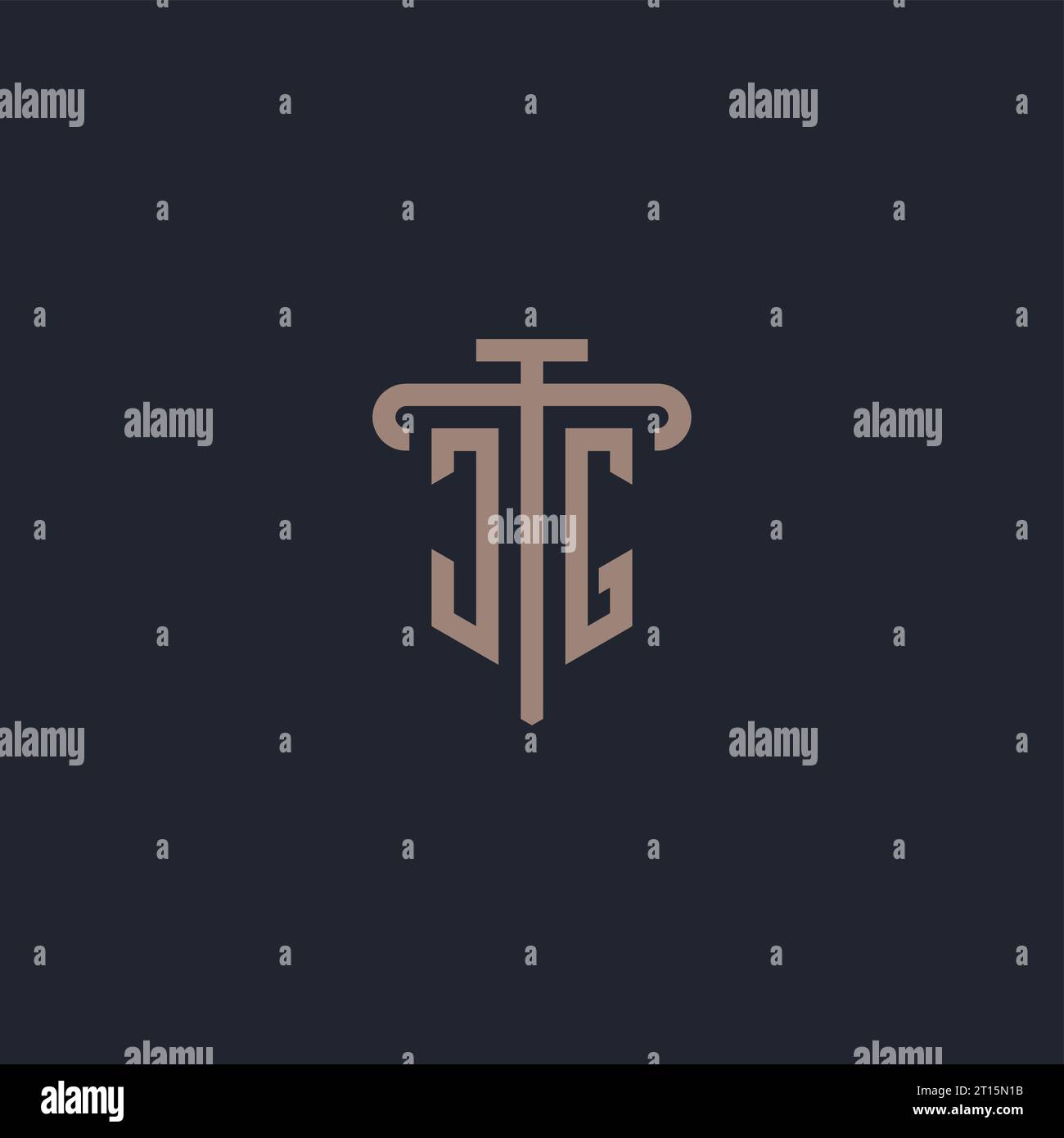 JG initial logo monogram with pillar icon design vector Stock Vector