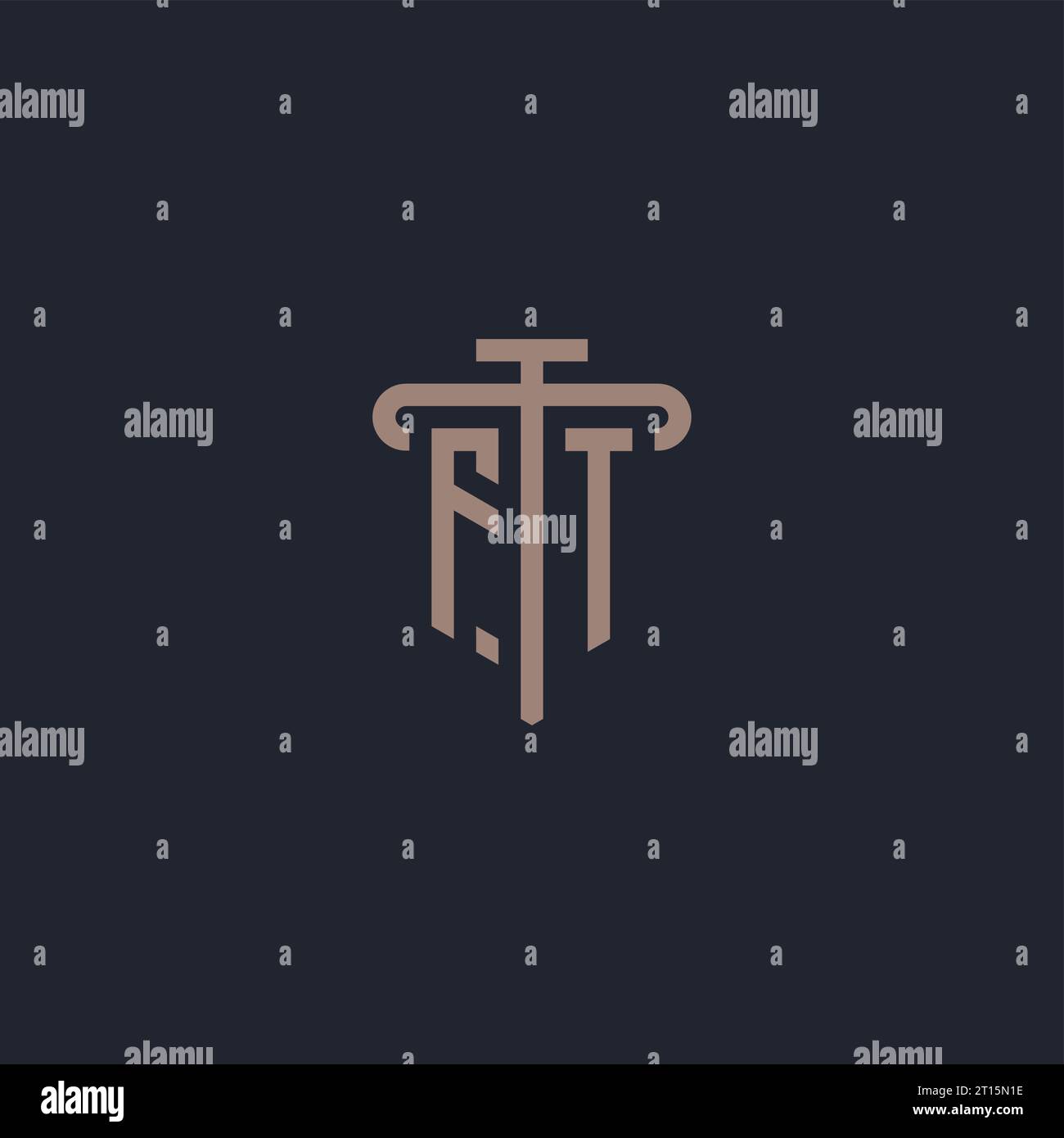 FT initial logo monogram with pillar icon design vector Stock Vector