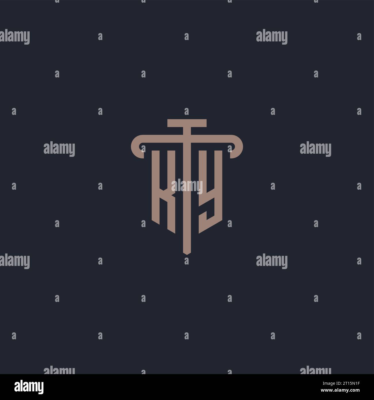 KY initial logo monogram with pillar icon design vector Stock Vector