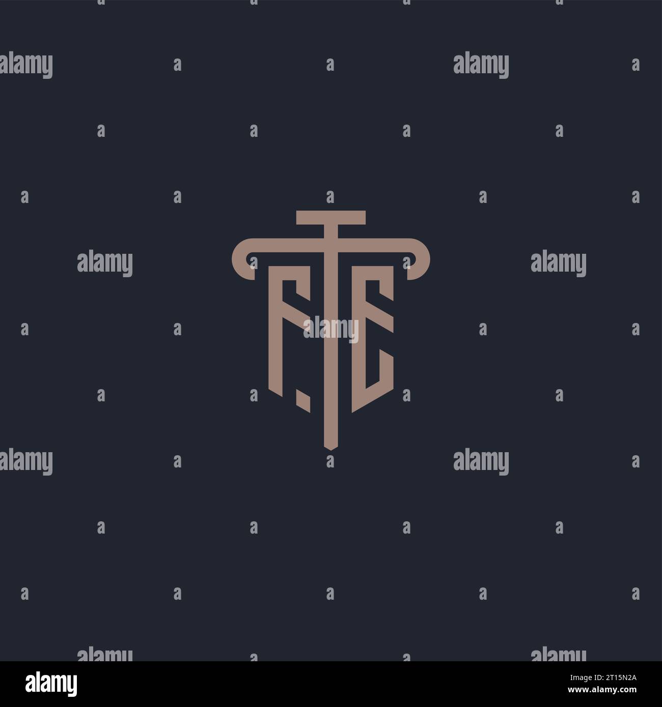 FE initial logo monogram with pillar icon design vector Stock Vector