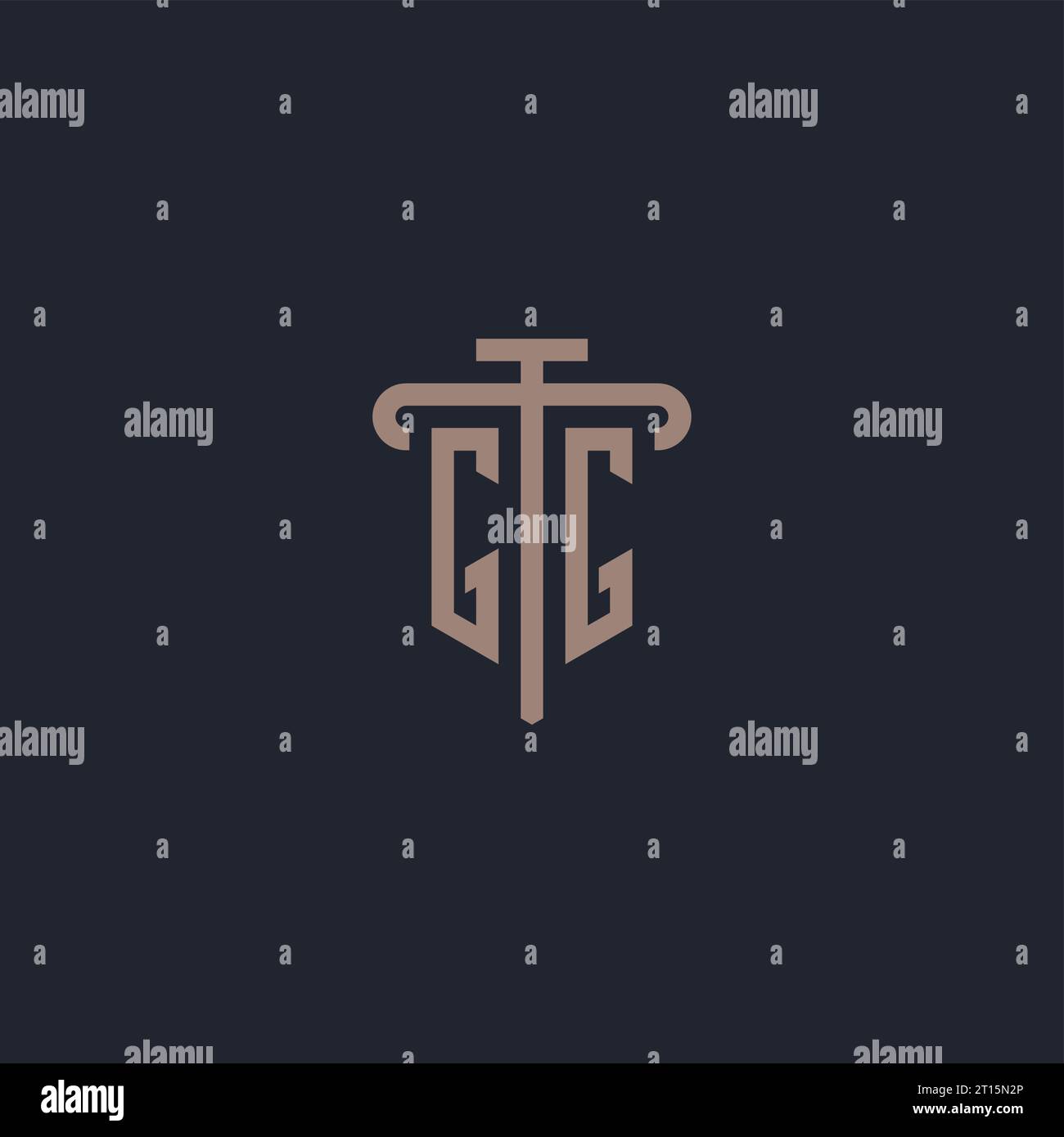 GG initial logo monogram with pillar icon design vector Stock Vector