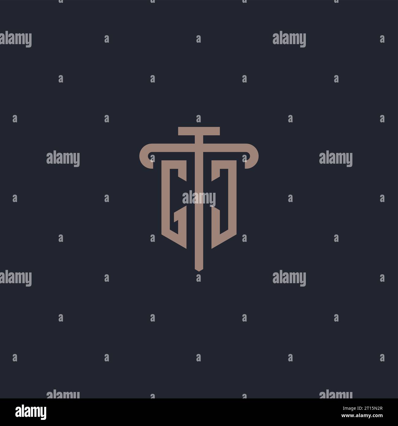 GJ initial logo monogram with pillar icon design vector Stock Vector